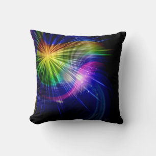 Colourful lights abstract over black background throw pillow