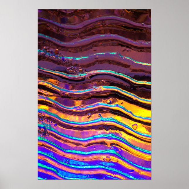 Colourful Lights Behind Wavy Glass Poster (Front)