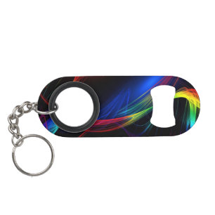 Colourful Lights Black Keychain Bottle Opener