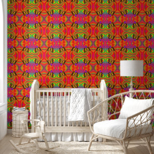Colourful Lights Flying Gold Butterflies Wallpaper