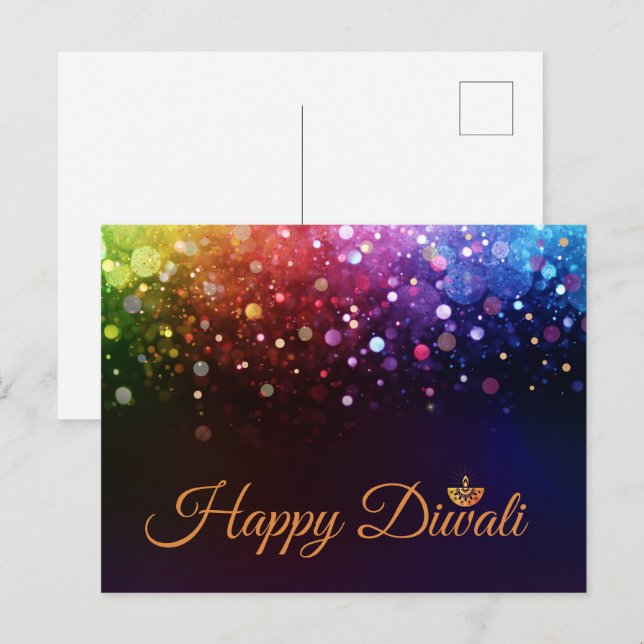 Colourful Lights Happy Diwali  Postcard (Front/Back)