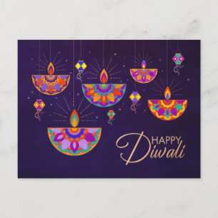 Colourful lights Happy Diwali Postcard