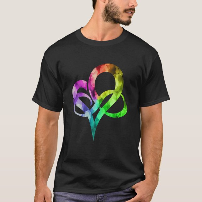 Colourful Lights Infinity Heart Poly Pride Polyamo T-Shirt (Front)