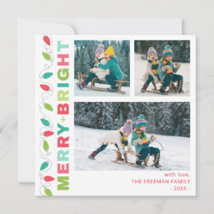 Colourful Lights Merry + Bright Photo Card