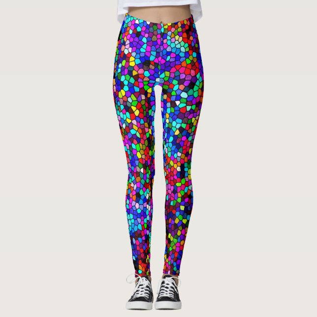 Colourful Lights Mosaic Art Leggings (Front)