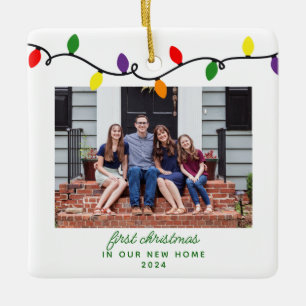 Colourful Lights New Home First Christmas Ceramic Ornament