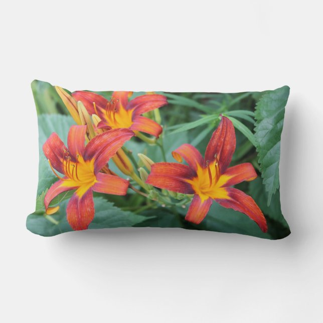 Colourful Lilies Lumbar Pillow (Front)