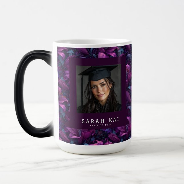 Colourful Lilies Pattern Certified Nurse Magic Mug (Left)
