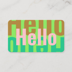 Colourful Lime Emerald Green Tan Pink Hello Business Card