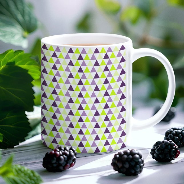Colourful Lime Purple Geometric Pattern Coffee Mug (Creator Uploaded)