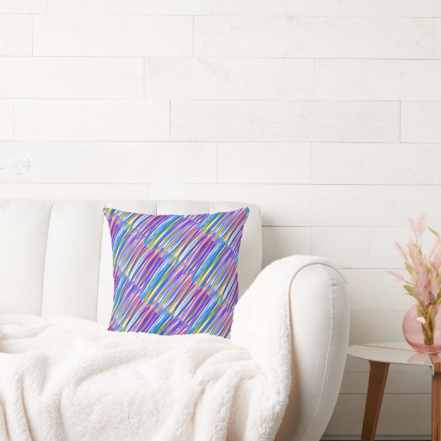 Colourful Line Abstract Art Decor Throw Pillow (Couch)