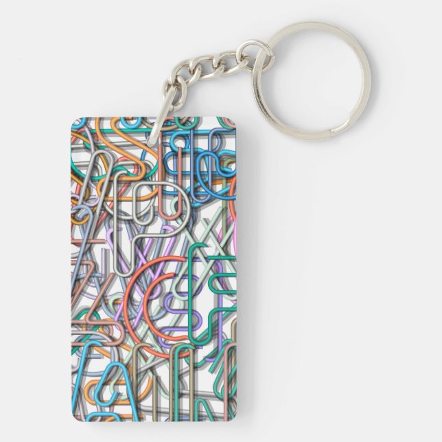 Colourful Line Art Letters Keychain (Back)
