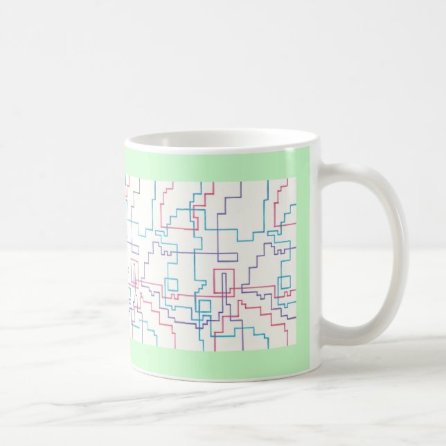 Colourful Line Drawing Schematic Mugs (Right)