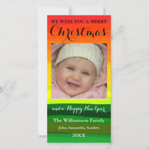 Colourful Line Painting Merry Christmas Photo Card