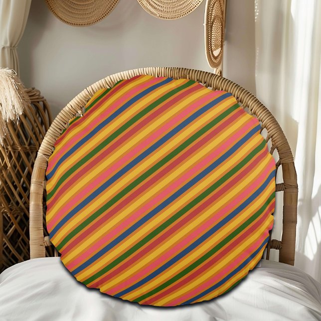 Colourful Line Pattern Round Pillow (Creator Uploaded)