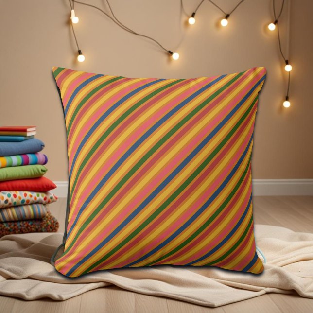 Colourful Line Pattern Throw Pillow (Creator Uploaded)