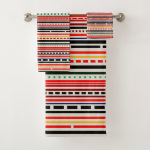 Colourful lines bath towel set