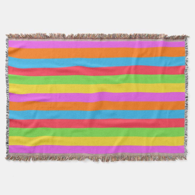 Colourful Lines Rainbow Patel Colour Throw Blanket (Front)