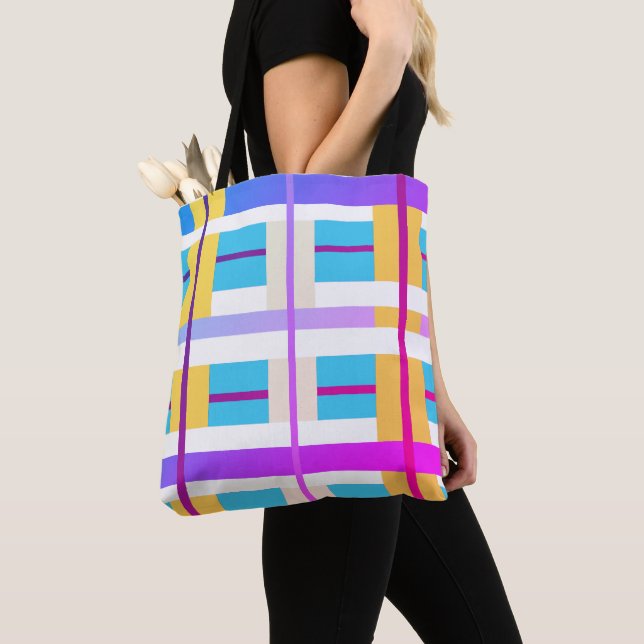 Colourful Lines Stripes Pattern Tote Bag (Close Up)