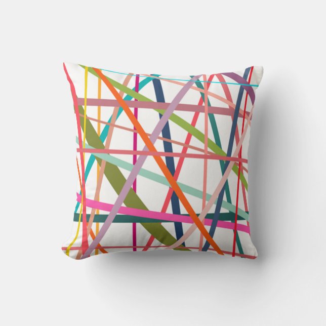 Colourful Lines  Throw Pillow (Front)