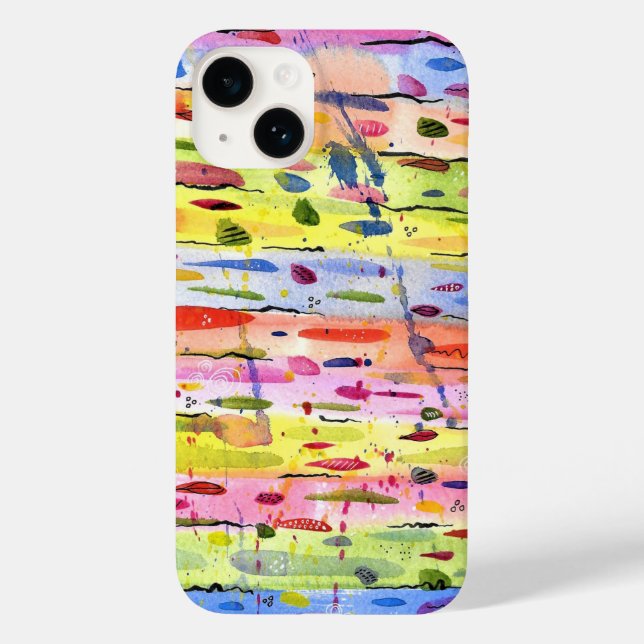 Colourful Lines Watercolor Abstract Case-Mate iPhone Case (Back)