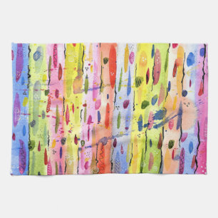 Colourful Lines Watercolor Abstract Kitchen Towel