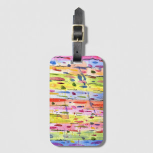Colourful Lines Watercolor Abstract Luggage Tag