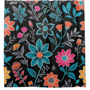 Colourful Linoprint Floral Pattern