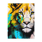 Colourful Lion blue and yellow piercing eyes 5x7”