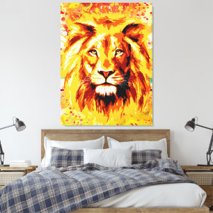 Colourful Lion Canvas Print   Big Lion Art Print