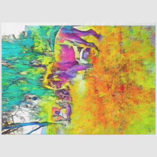 Colourful Lion Decoupage Print Rainbow Tissue Paper