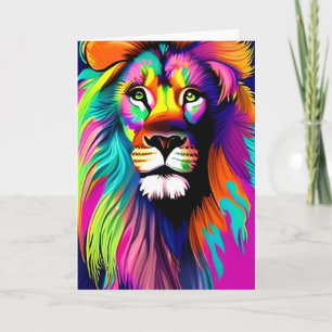 Colourful Lion Digital Art Card
