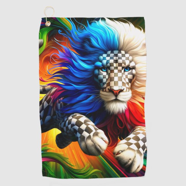 Colourful Lion Golf Towel (Front)