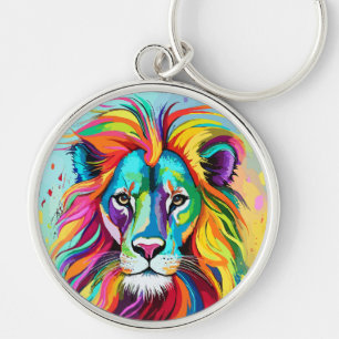 Colourful Lion Head Portrait Keychain