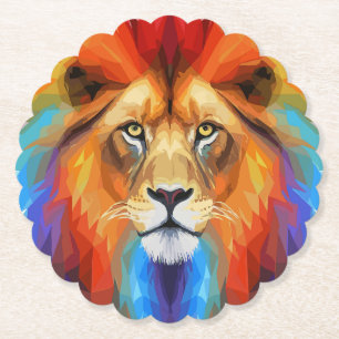 Colourful lion paper coaster