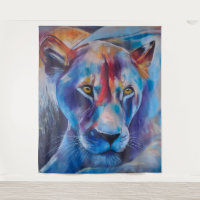 Colourful Lioness Art - Hand Painted Wildlife Deco