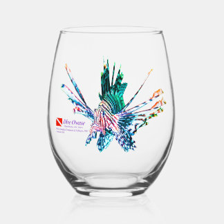 Colourful lionfish with a sea anemone background stemless wine glass