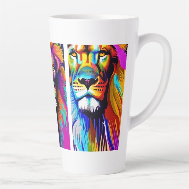 Colourful Lions Digital Art Latte Mug (Right)