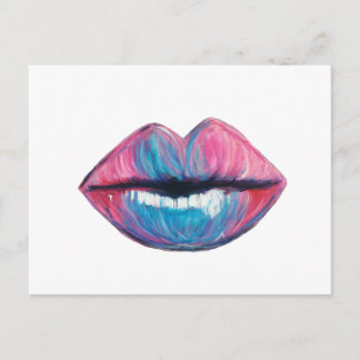 Colourful Lip Art Postcard