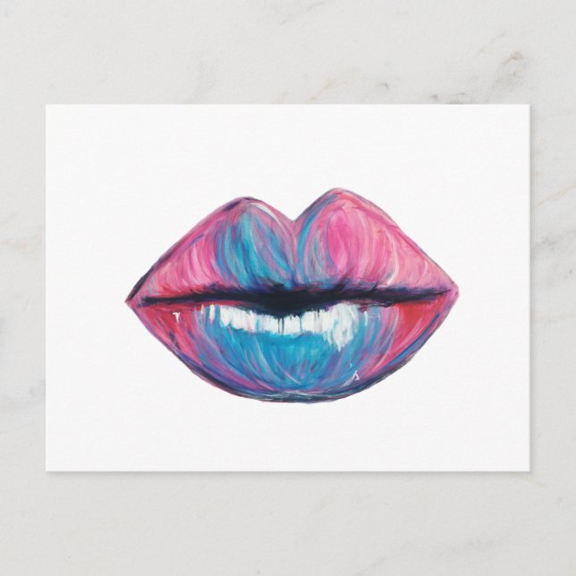 Colourful Lip Art Postcard (Front)