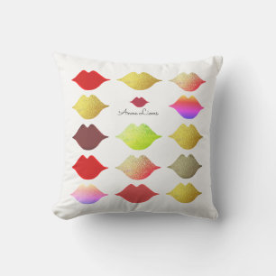 colourful lips / colour mouths elegant & feminine outdoor pillow