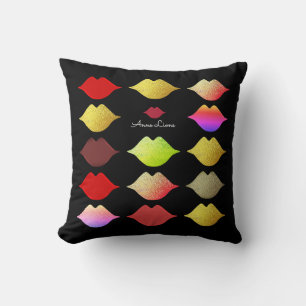 colourful lips . colour mouths elegant feminine throw pillow