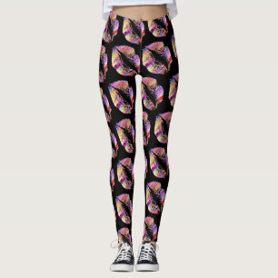 Colourful Lips Modern Black Leggings