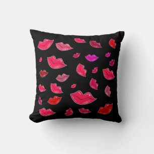 Colourful lips throw pillow