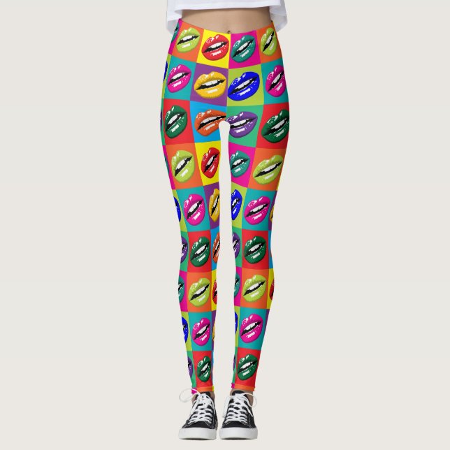 Colourful Lips Whimsical All-Over-Print Leggings (Front)