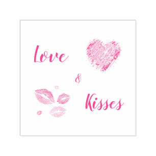 Colourful Lips With Love & Kisses Self-inking Stamp