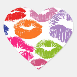 Colourful Lipstick Kisses Lip Colour Heart Sticker