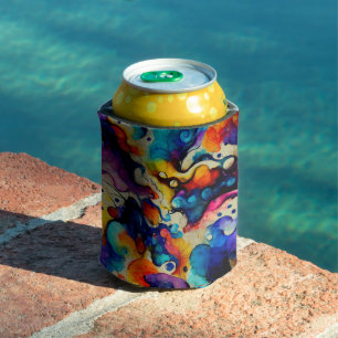 Colourful Liquid Ink Abstraction Can Cooler