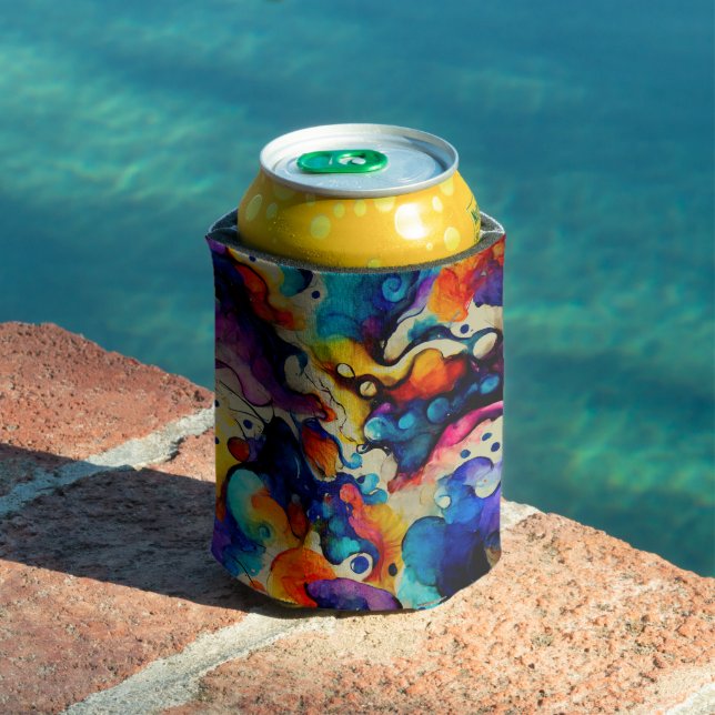 Colourful Liquid Ink Abstraction Can Cooler (In Situ Pool)