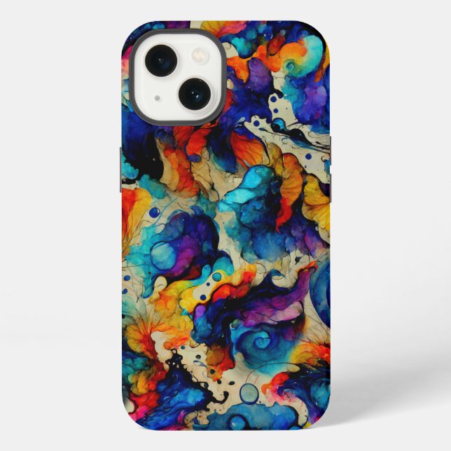 Colourful Liquid Ink Abstraction iPhone Case (Back)